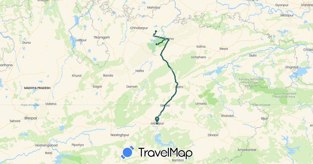 TravelMap itinerary: driving, jungle safari, road transfer in India (Asia)
