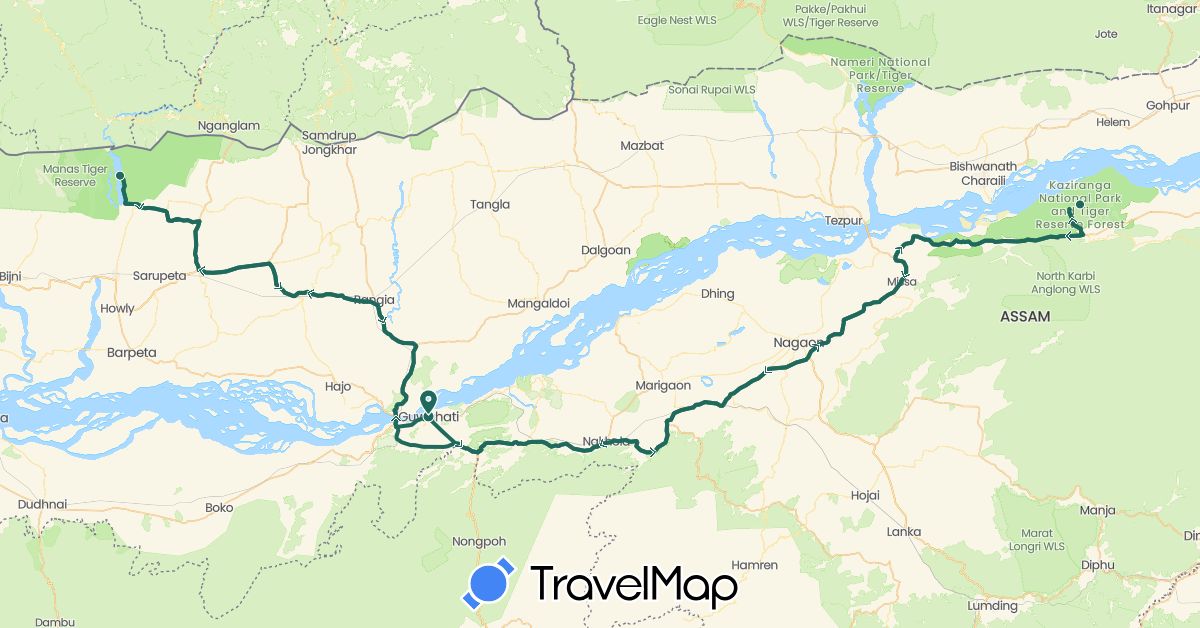 TravelMap itinerary: driving, jungle safari, road transfer in India (Asia)