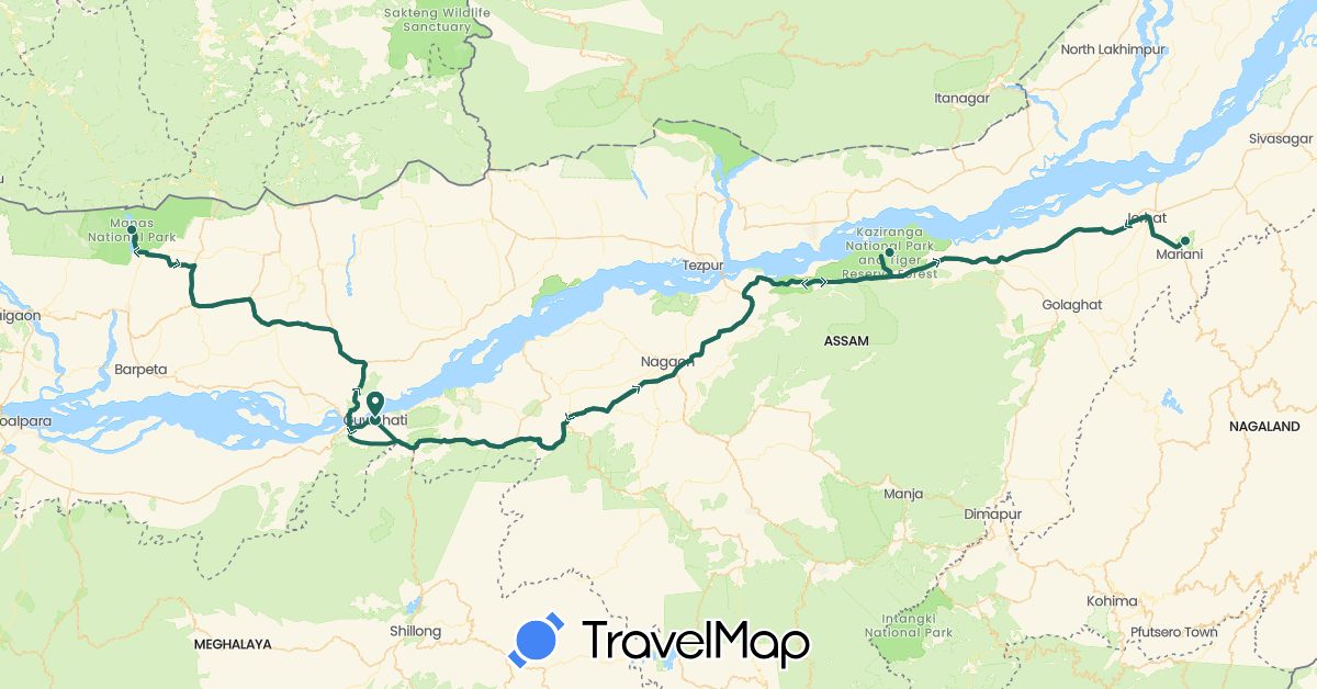 TravelMap itinerary: driving, jungle safari, road transfer in India (Asia)